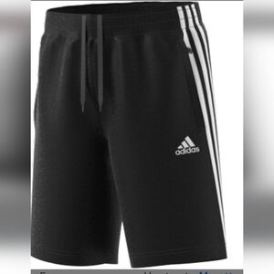 🍁 Adidas Shorts Youth Unisex Black 3 Stripes Size Medium, Zipper Pockets